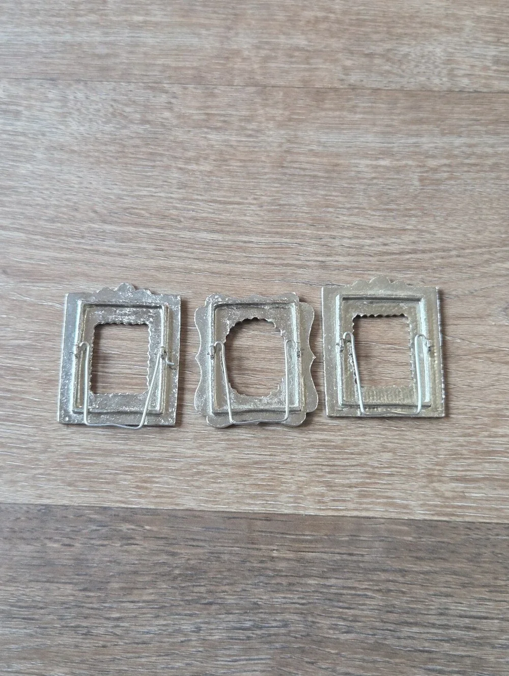 Vintage Mini Ornate Metal Picture Frame Silver Tone, Green & Yellow Resin